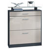 SCHUHSCHRANK Loret Fronten in Sandgrau Hochglanz - Sandfarben, Holzwerkstoff (89/104/23cm) - Vladon