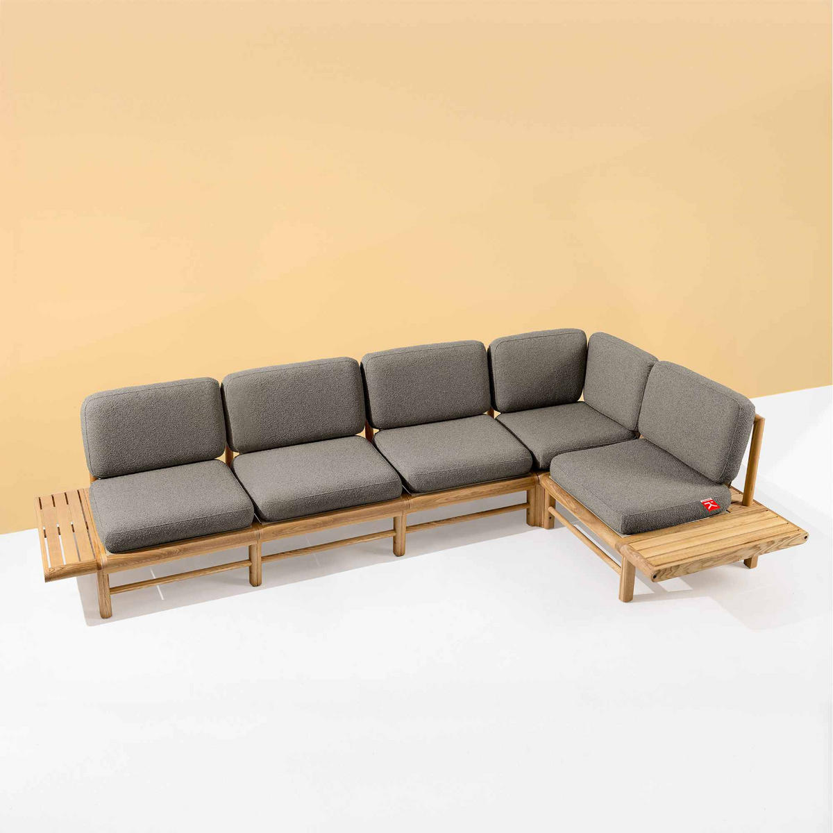 LOUNGESOFA ATREDA rechts - Grau, Holz/Textil (315/80/175cm) - KONSIMO®