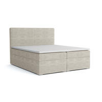 BOXBETT LOFT III 160/200 Cord Ecru mit Taschen-Federkernmatratzen 7 Zonen H4 - Ecru, Holz/Holzwerkstoff (160/200cm) - Deine Möbel 24