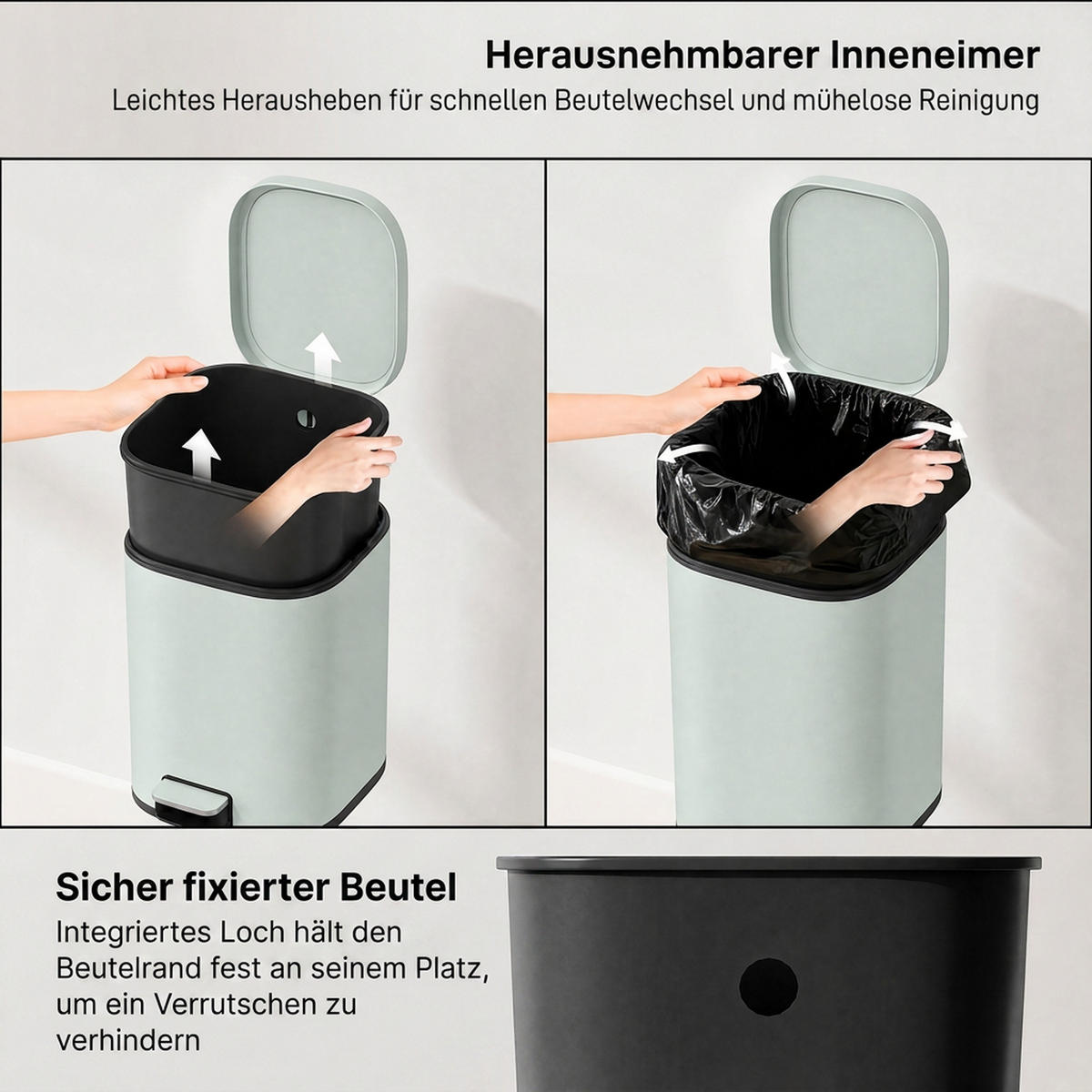 MÜLLEIMER Grün 36.0/29.0/59.5 cm - Grün, Metall (29/59.5/36cm) - HOMCOM