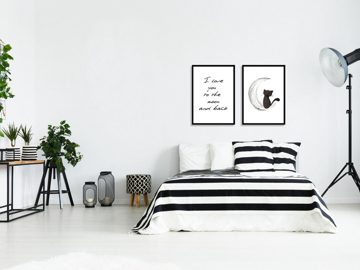 BILD mit Rahmen 2er Set 51x71 cm Spruch: Liebe Katze - Weiß, Holz (51/71cm) - artissimo
