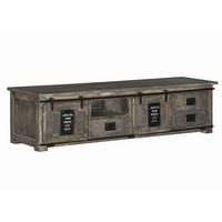 TV-BOARD Mango 200x55x50 grau lackiert RAILWAY #251 - Grau, Holz (200/50/55cm) - Massivmoebel24