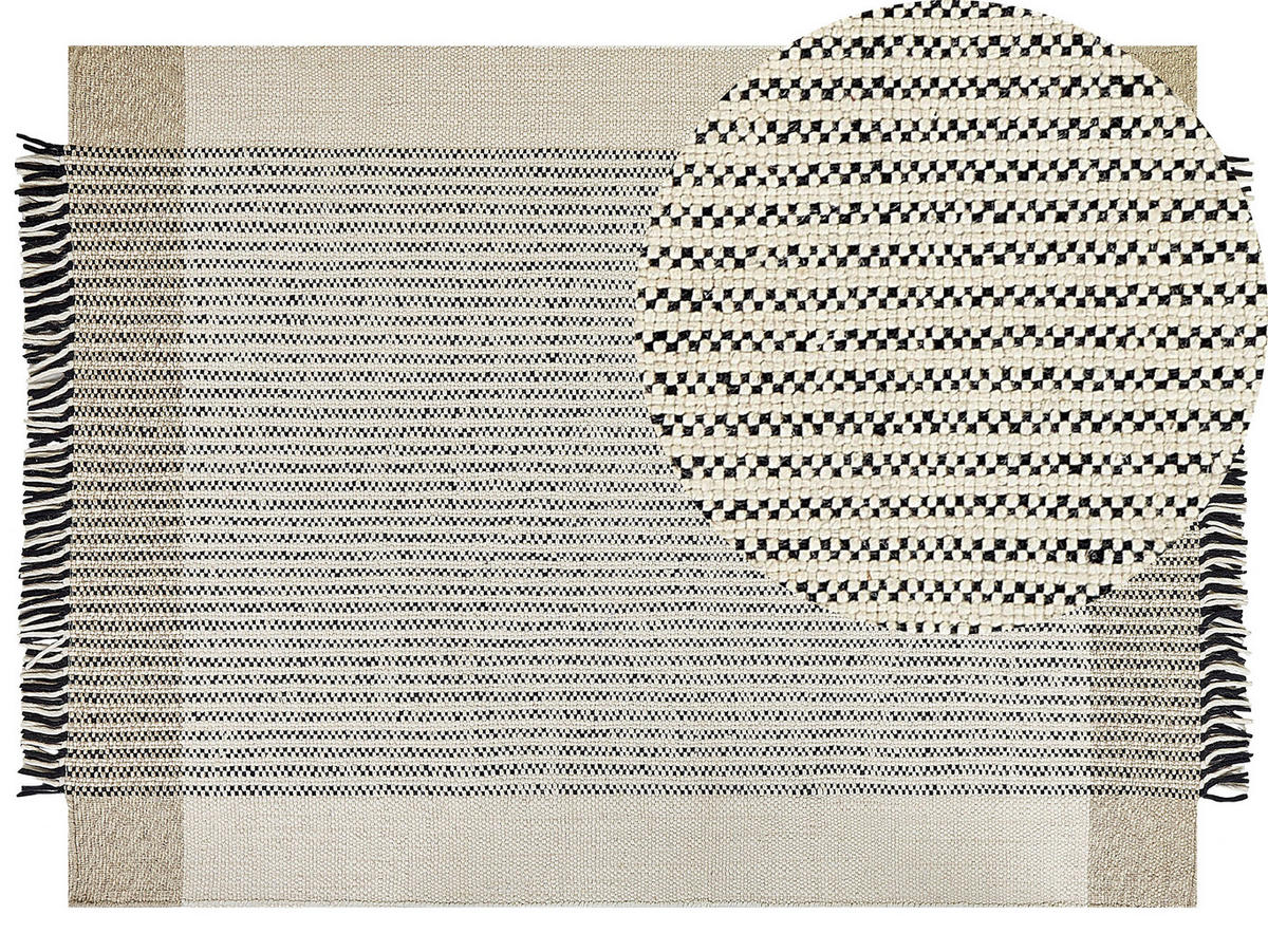 TEPPICH geflochten Divarli 230/160 cm - Beige, Textil (160/230cm) - Beliani