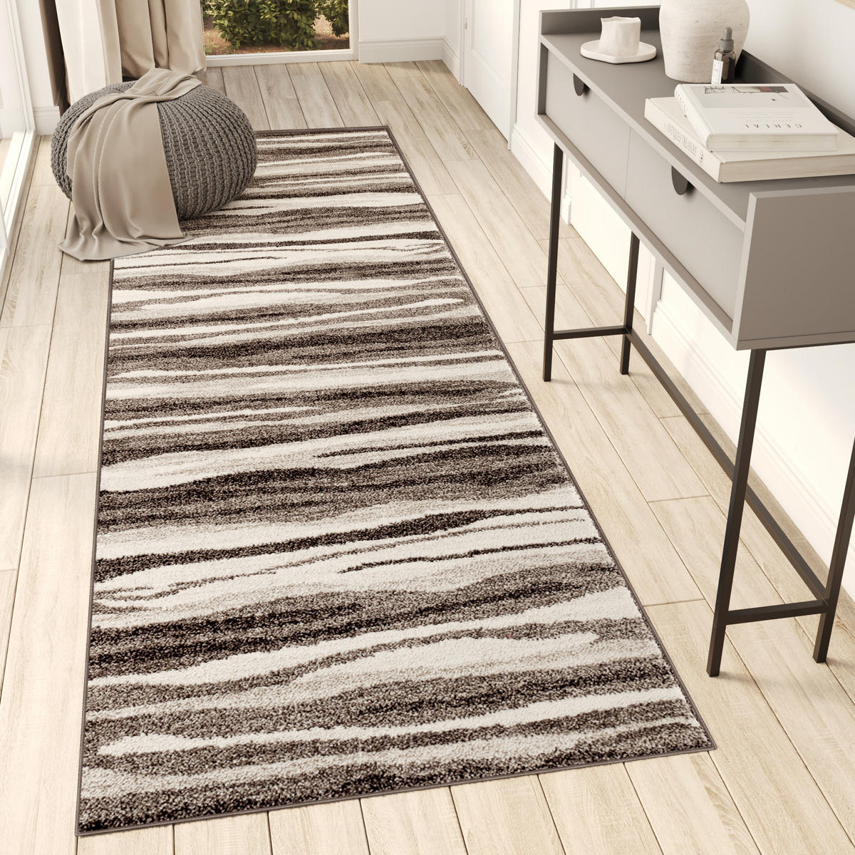 TEPPICHLÄUFER SARI hellbraun abstrakt 100/150 cm - Hellbraun, Textil (100/150cm) - Tapiso