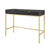 SCHMINKTISCH mit Schublade 104 cm Galla, Geriffelte Fronten, Schwarz + Gold - Goldfarben/Schwarz, Holz (104/77/50cm) - Emporius