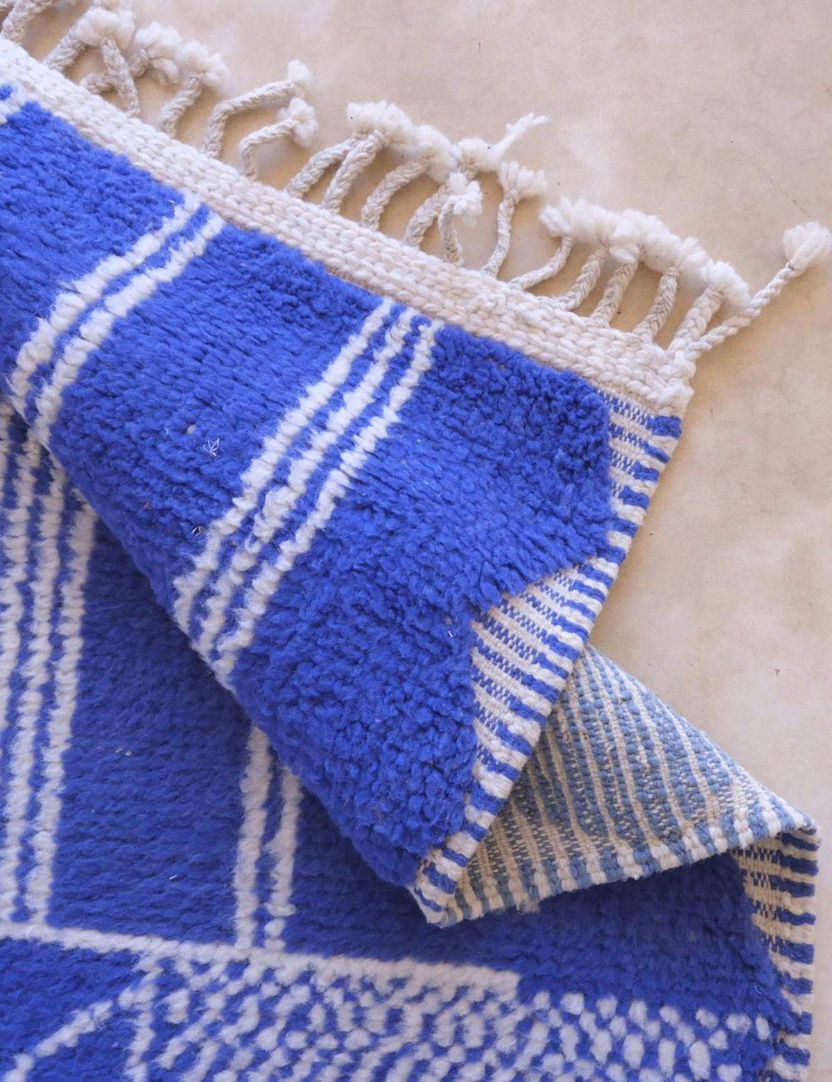 BERBERTEPPICH grafischer Stil aus reiner Wolle 200x 300 cm - Blau, Naturmaterialien (200/300cm) - AFK Living