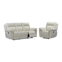 SOFAGARNITUR mit Relaxfunktion - 4 -Sitzer - Leder - elfenbeinfarben - PAKITA - Weiß, Leder (208/102/92cm) - Vente-Unique