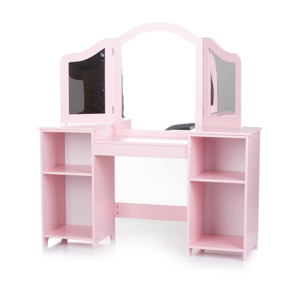 SPIELZEUG Schminktisch mit Spiegel rosa Holz, Spiegel, Hocker, Stauraum, offene Regale, Kinderzimmer - Rosa, Holz (29/114/108cm) - Chipolino