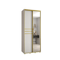 SCHWEBETÜRENSCHRANK 235,2/100/60 2-türig - Goldfarben/Weiß, Holz/Metall (100/235/60cm) - Abiks Möbel
