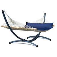 HÄNGEMATTE mit Gestell, 2 Personen, Stabhängematte, XXL, 200 kg, Metall,Blau, einfache Montage - Blau, Metall (370/130/120cm) - Potenza