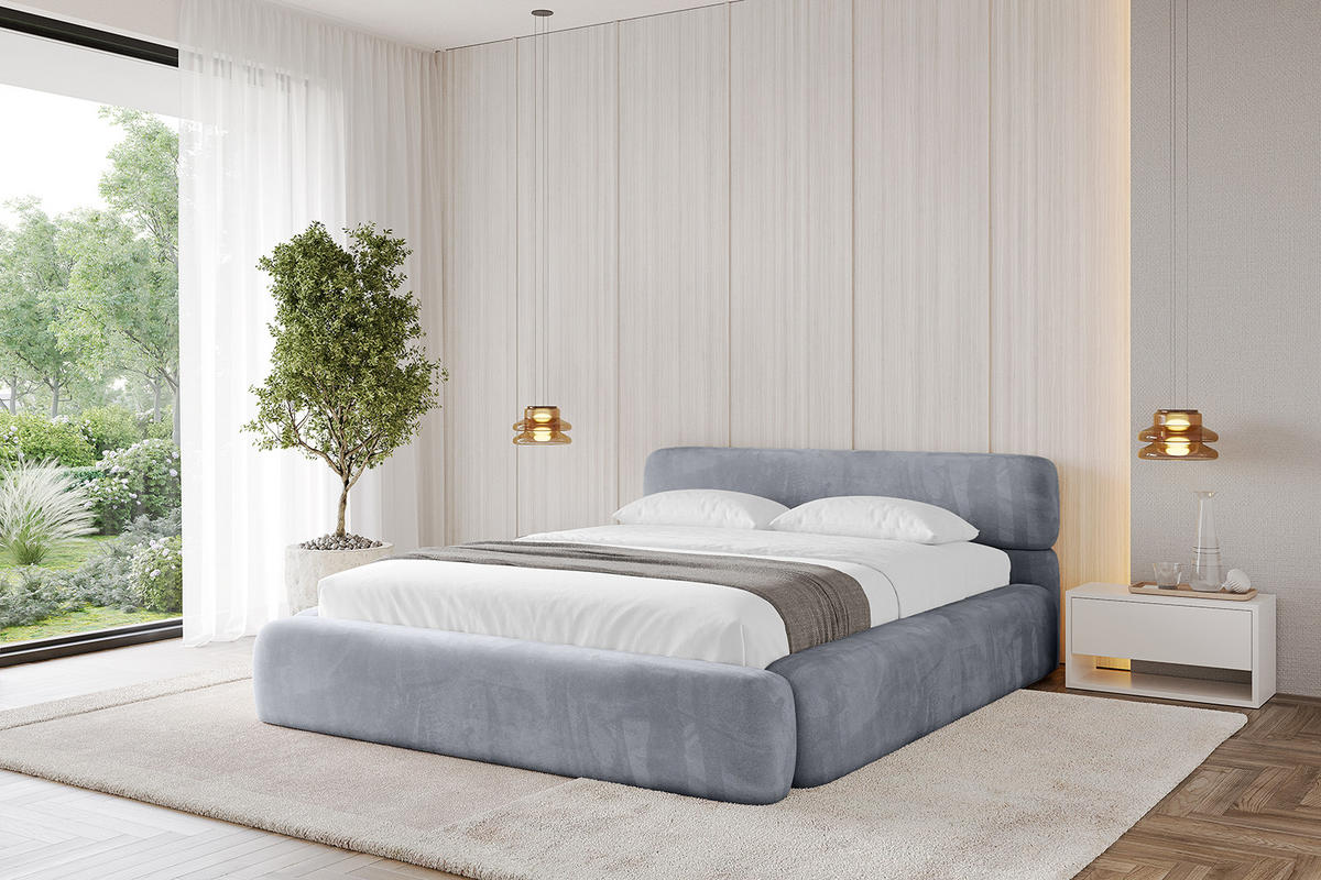 POLSTERBETT mit Bettkasten und Lattenrost, Boxbett ohne Matratze - ENORA-V1 180x200 Grau - Grau, Holzwerkstoff/Textil (180/200cm) - ALTDECOR