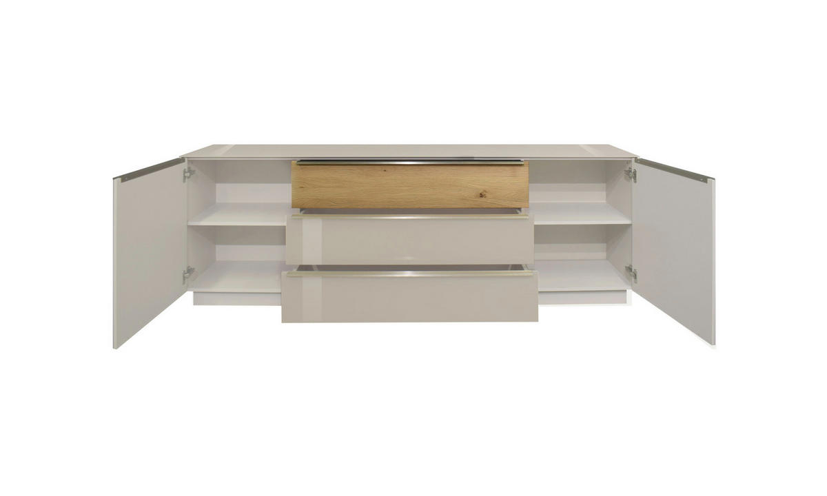 LOWBOARD Nova Kashmir und Eiche - Beige, Holzwerkstoff (214/71/42cm)