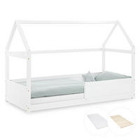 BODENBETT 90/200 cm in Weiß mit Matratze - Weiß, Holz (90/200cm) - Homestyle4u
