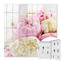 SCHLÜSSELBOX Weiß 30x30 cm – Türöffnung nach rechts - Pastellblumen - Pink, Metall (30/30/5cm) - TULUP