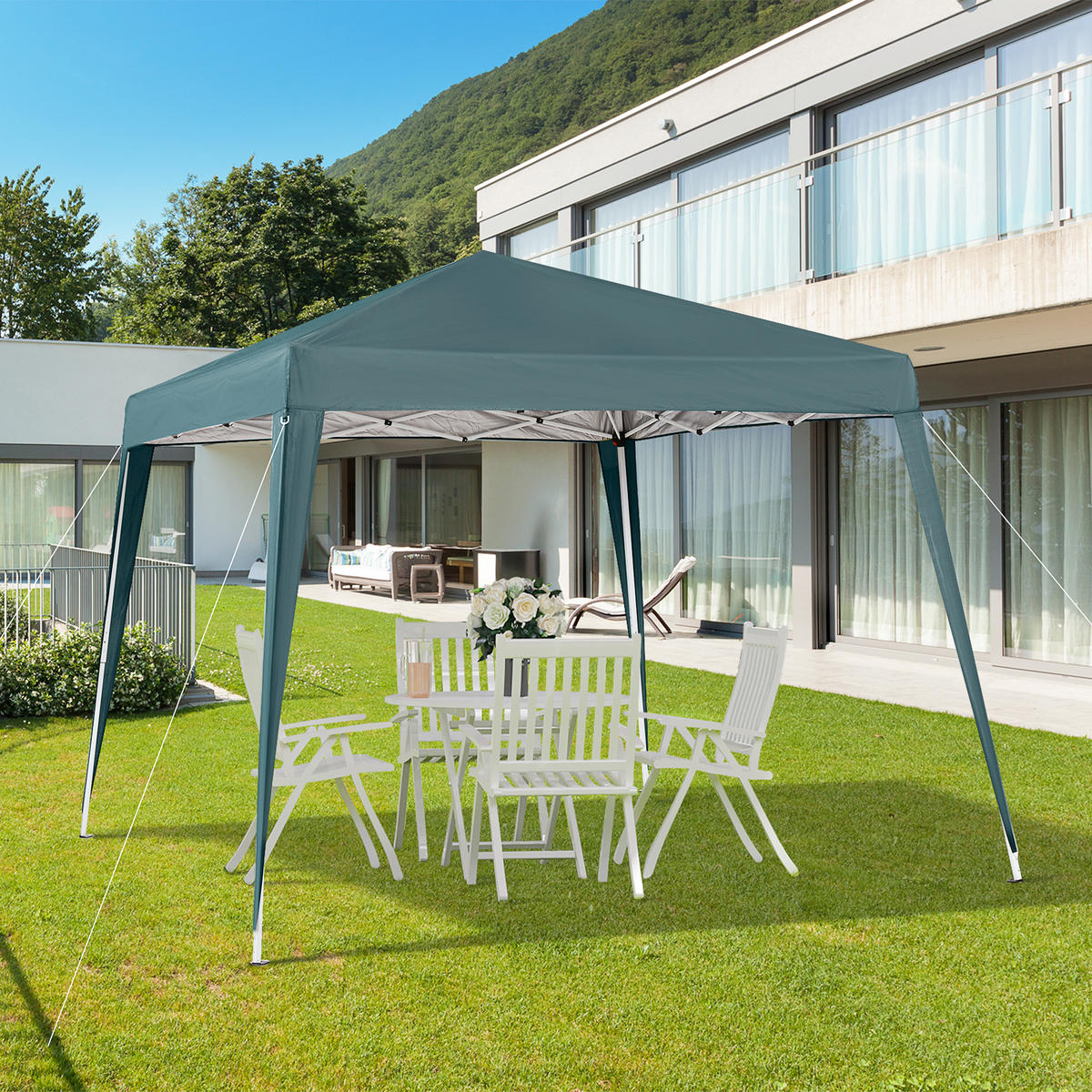 FALTPAVILLON, Color, Stahl, Oxford - Grün, Metall (240/250/240cm) - Outsunny