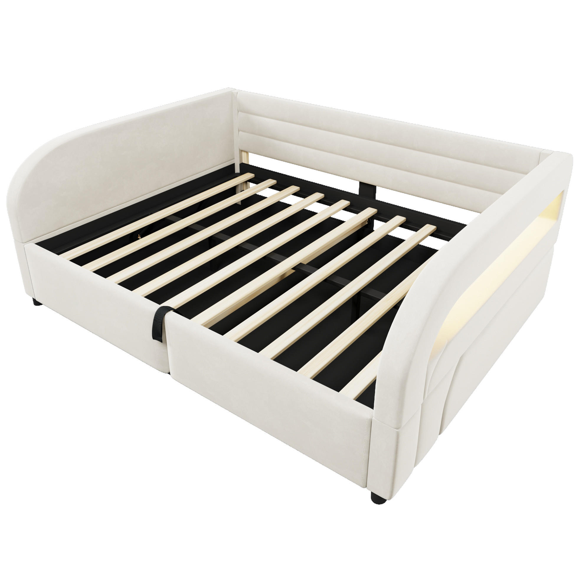POLSTERBETT 140/200 cm Beige mit hydraulischem Stauraum und LED - Beige, Textil (140/200cm) - MIVRAY