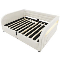POLSTERBETT 140/200 cm Beige mit hydraulischem Stauraum und LED - Beige, Textil (140/200cm) - MIVRAY