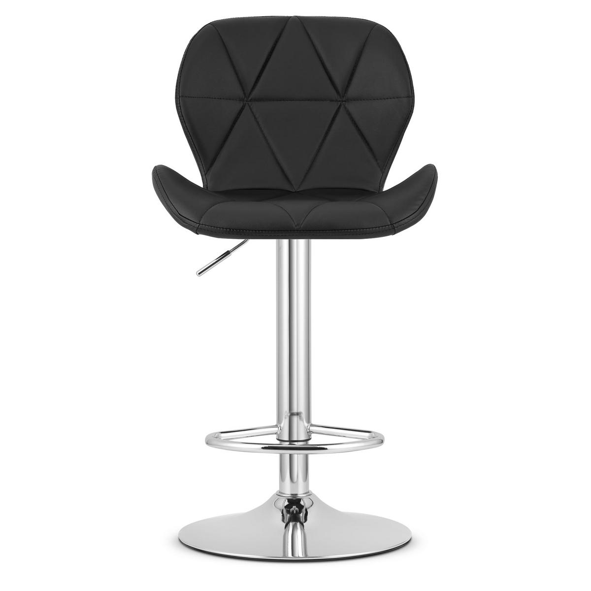 BARHOCKER WEST ECO schwarzer Sitz, Chrombasis - Schwarz, Leder (46/111/48.5cm) - Valora