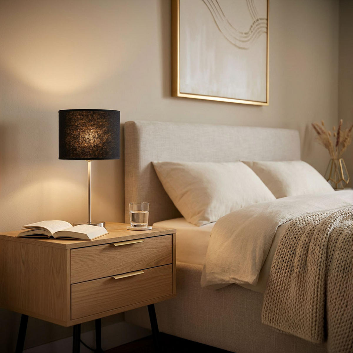 TISCHLEUCHTE AMY Stoff Schwarz Metall - Schwarz, Metall (26/26/50cm) - Globo Lighting