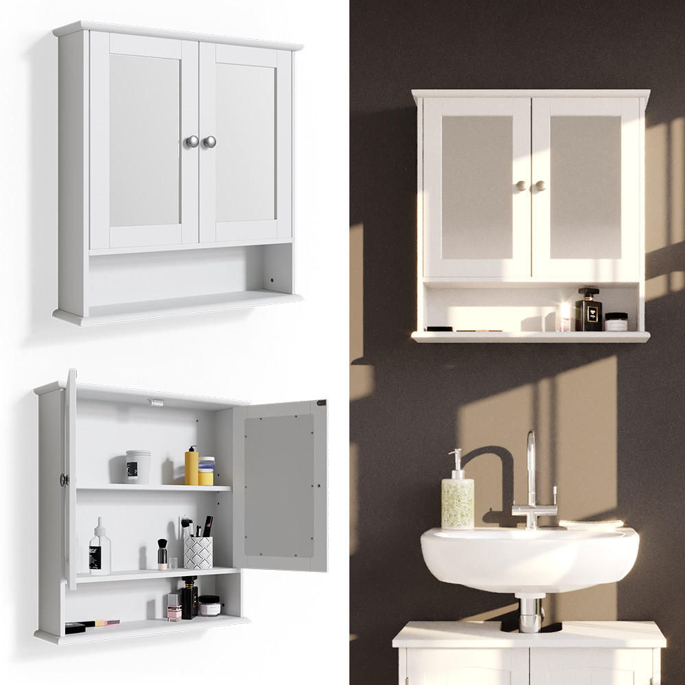 BADSPIEGELSCHRANK Bianco Weiß 56 x 58 cm - Weiß, Holzwerkstoff (56/58/13cm) - Vicco