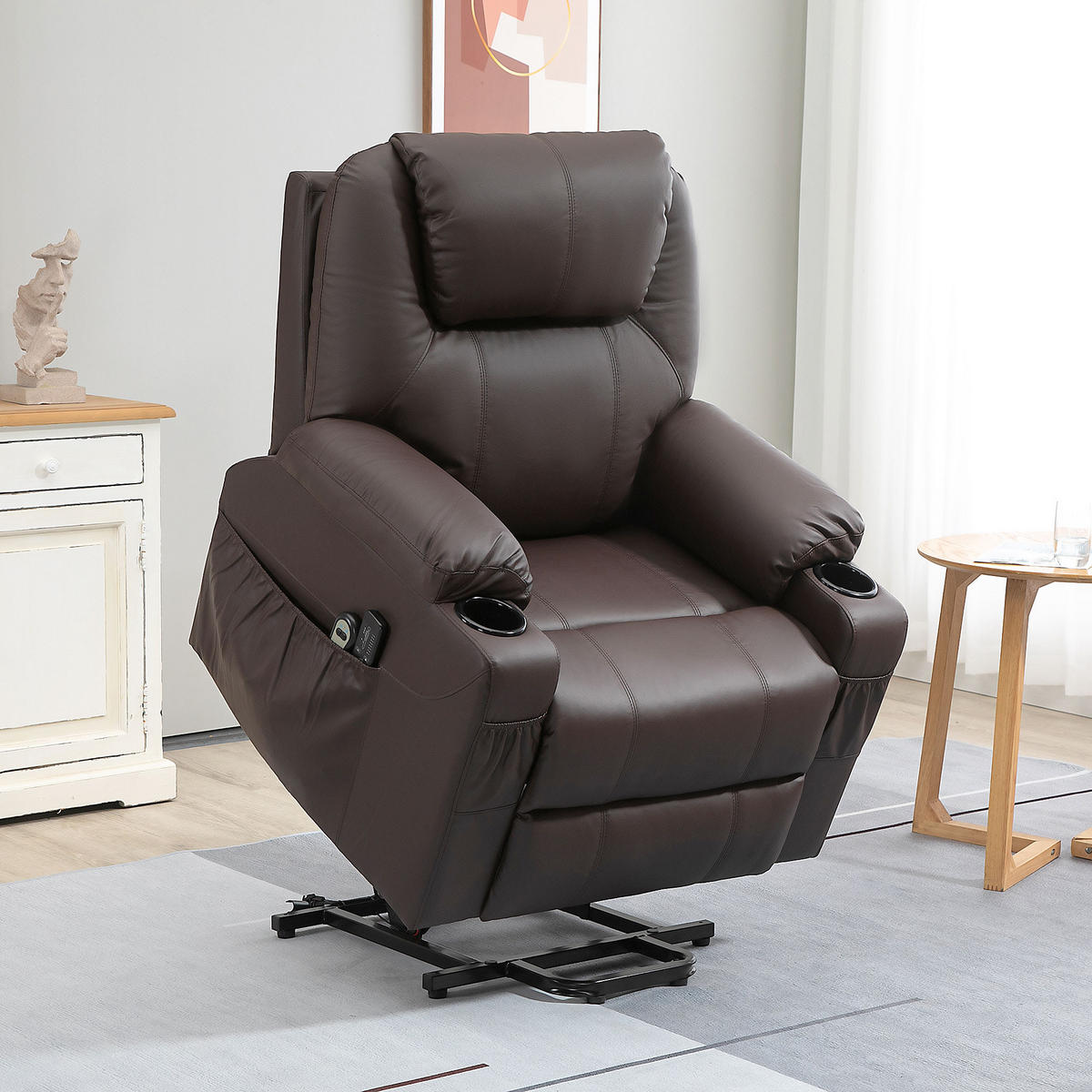 SESSEL mit Aufstehhilfe, Braun - Braun, Kunststoff (99/106/88cm) - HOMCOM
