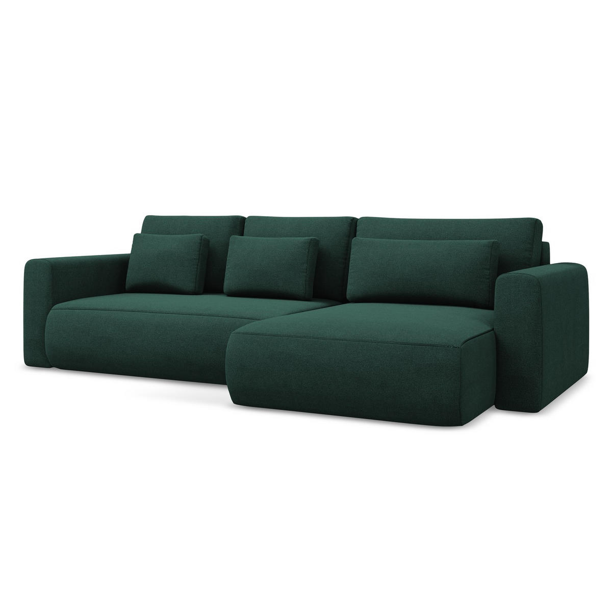 ECKSOFA mit Schlaffunktion Strukturstoff Stoff Grün - Dunkelgrün/Schwarz, Kunststoff/Textil (278/149cm) - LaMiaSofa