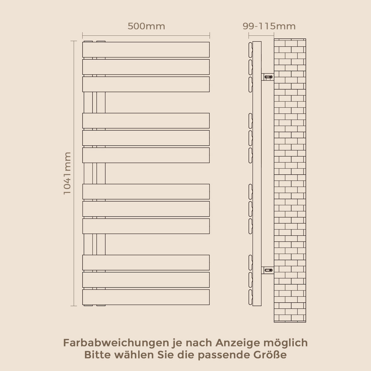 HEIZKÖRPER 104,1/50cm Weiß aus Stahl 529 W Warmwasser mit Mittelanschluss G1/2" - Weiß, Metall (50/104.1/5.9cm) - S'AFIELINA
