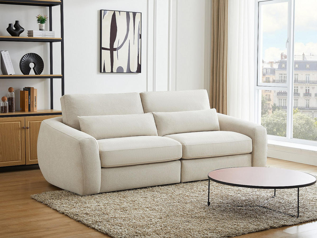 SOFA 3-Sitzer - Stoff - Beige - GUSANA - Beige, Textil (233/91/110cm) - Vente-Unique