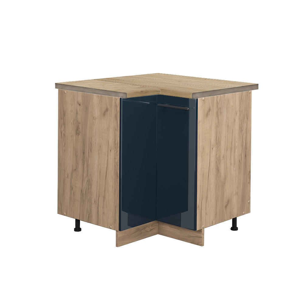 HÖRNUNDERSKÅP Fame-Line Mörkblå högblank 80.5 cm , AP Oak Mörkblå, Ekfärgad 82/80.5/60 cm