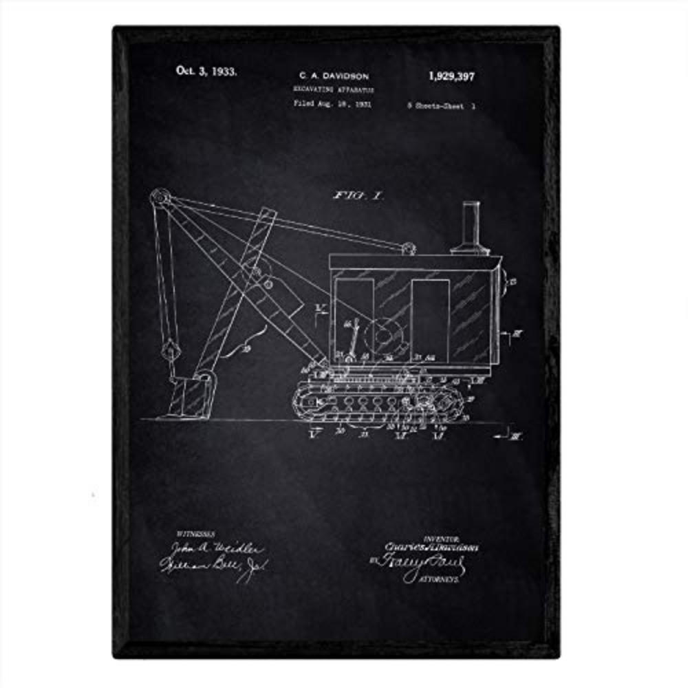 POSTER Bagger Lkw Patent A3 Rahmenlos - Klar, Papier (29.7/5/42cm) - Nacnic