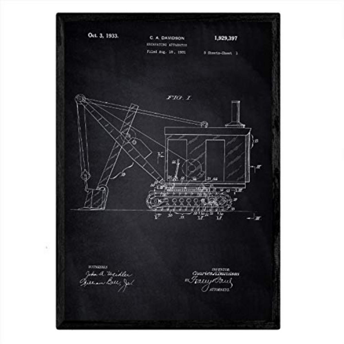 POSTER Bagger Lkw Patent A3 Rahmenlos - Klar, Papier (29.7/5/42cm) - Nacnic