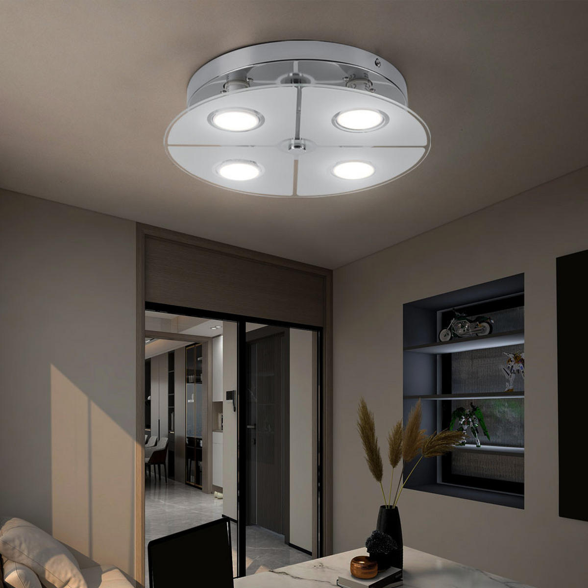 LED DECKENLEUCHTE RENE Metall Silber 2er Set - Silberfarben, Glas (30/30/7.5cm) - Globo Lighting