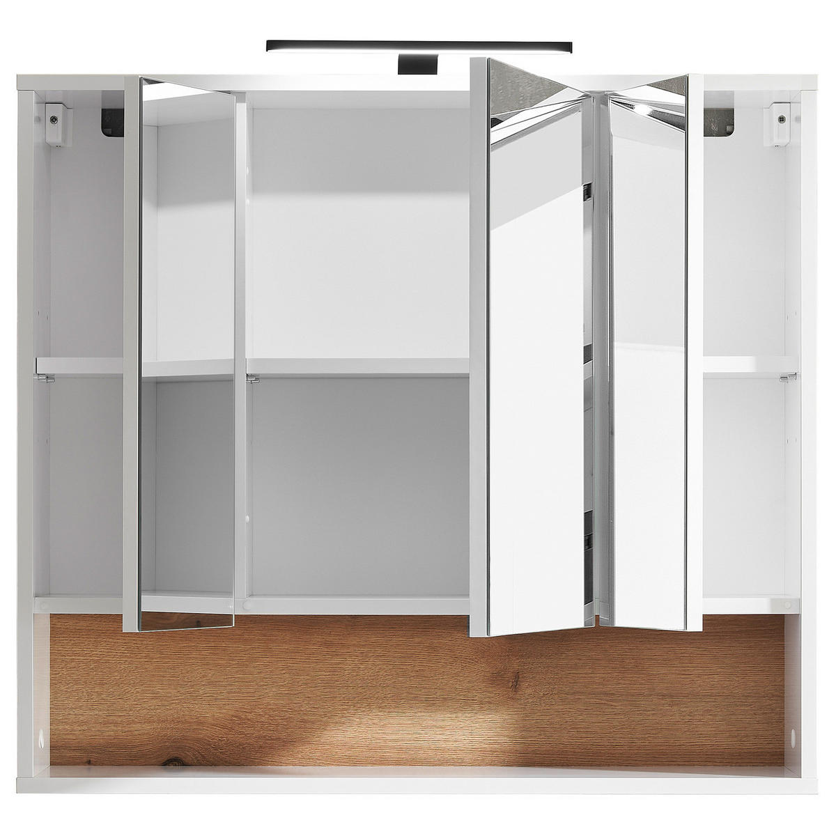 BELEUCHTETER SPIEGELSCHRANK - Spanplatte - Eiche - Weiß, Holzwerkstoff (80/72/21cm) - home24