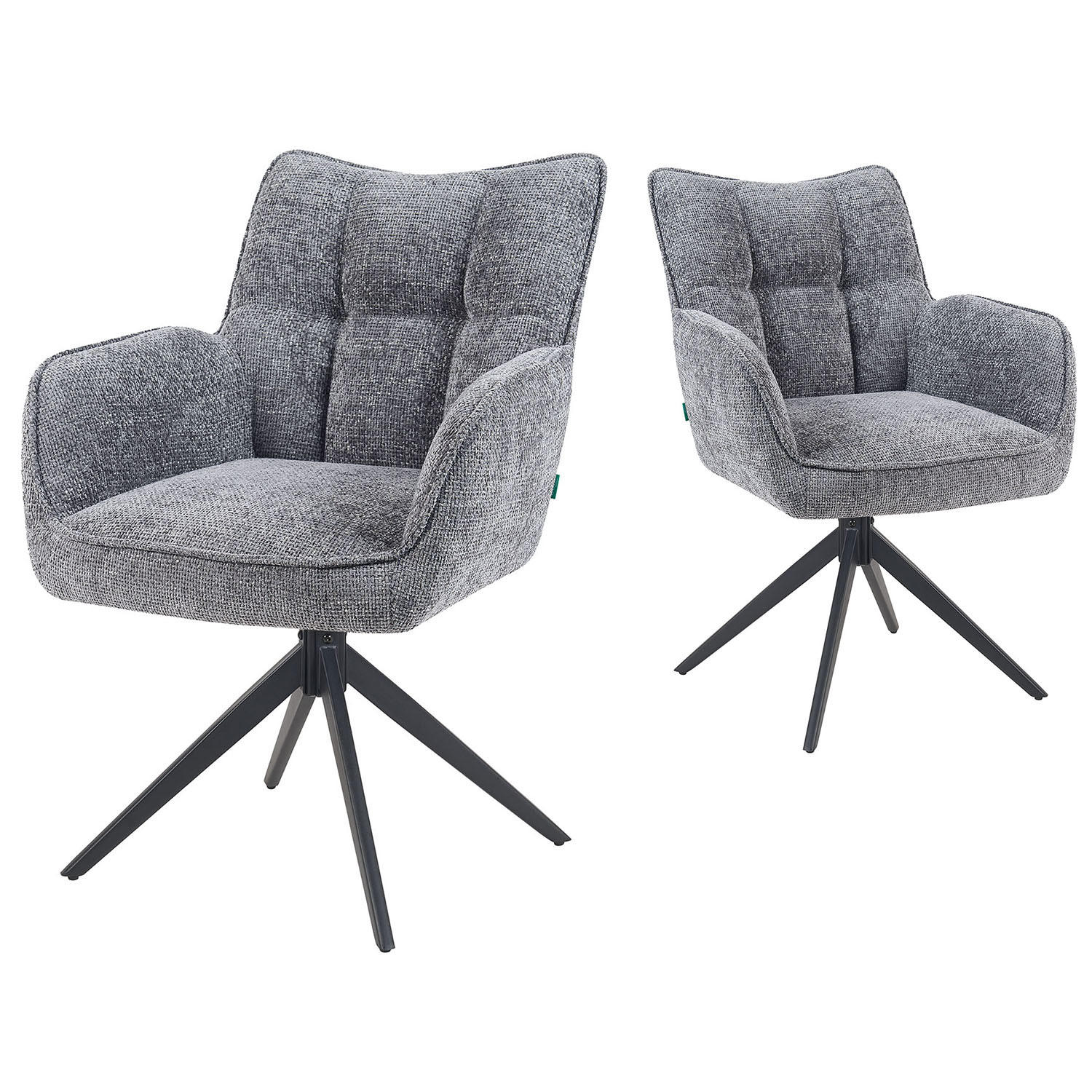DREHSTUHL Mika-Enya - Schwarz/Grau, Textil/Metall (59/84/66cm) - DUBI Möbel