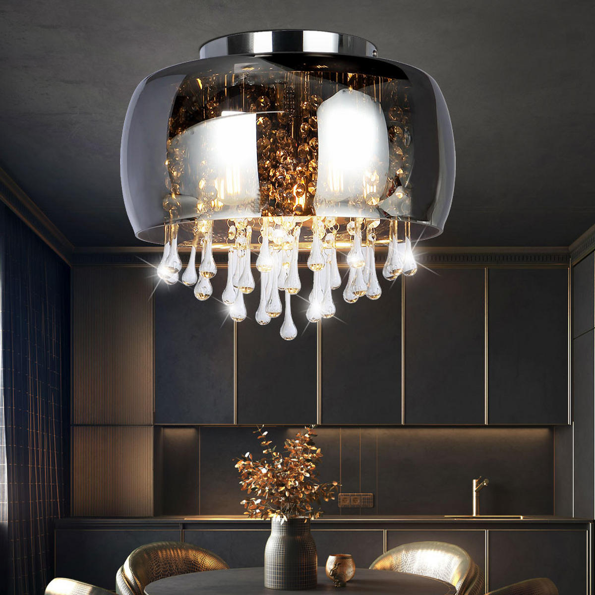 LED HÄNGELEUCHTE Kalla Chrom Klar - Silberfarben, Metall (35/35/28cm) - Globo Lighting