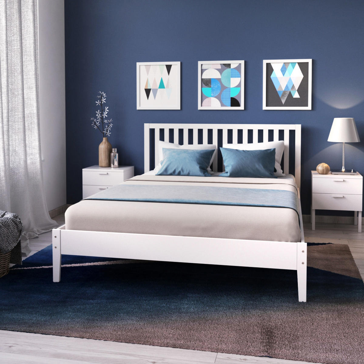 BETT MIT KOPTEIL PARKER / Bett 140x190 - Weiß - Weiß, Holz (140/190cm) - Weber Industries