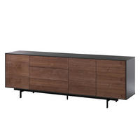 FURNIERTES SIDEBOARD - Dunkelgrau/Walnussfarben, Holzwerkstoff/Metall (208/72/45cm) - home24