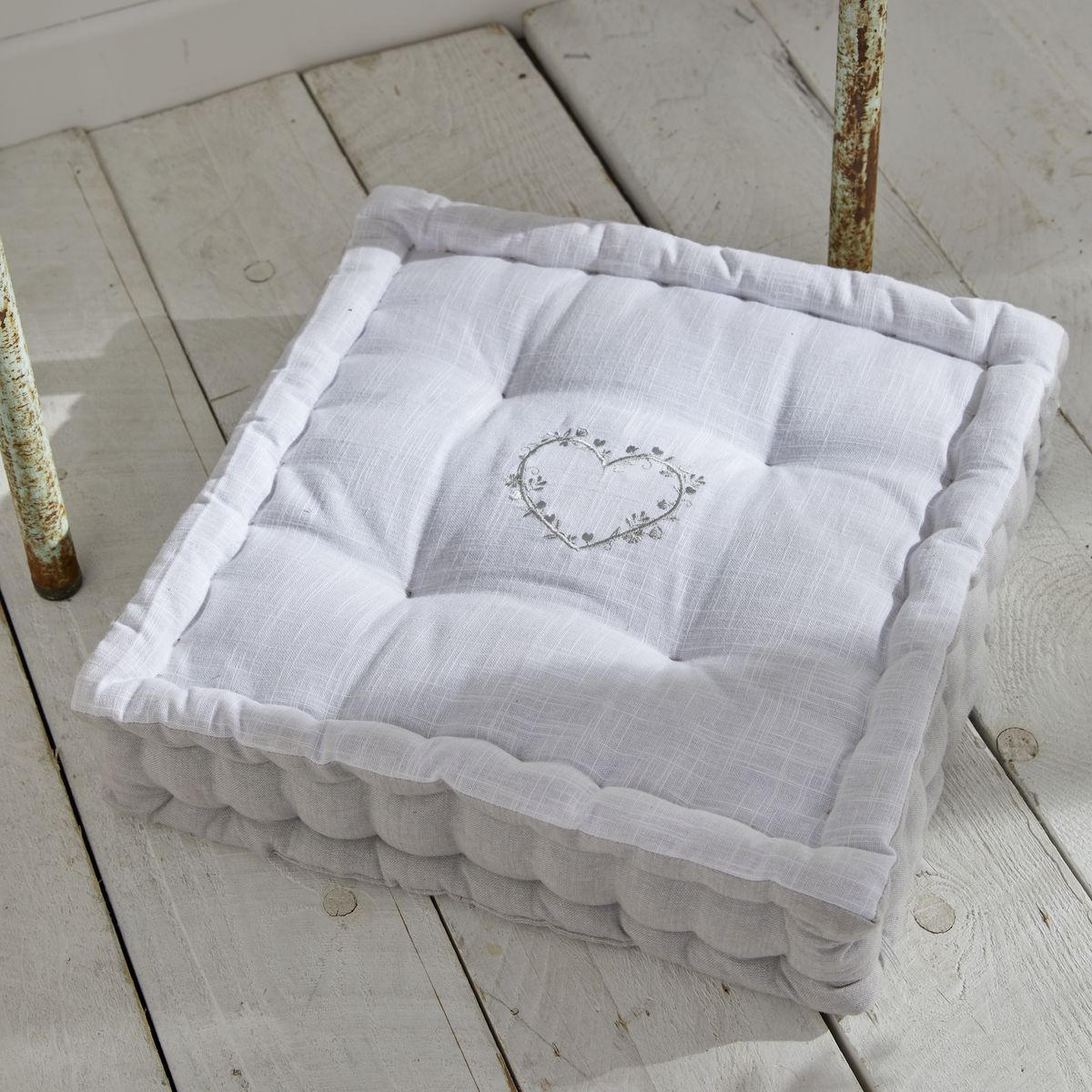 BODENKISSEN Musselin-Baumwolle Constance Grau 40/40/10 cm - Grau, Naturmaterialien (40/40/10cm) - Today