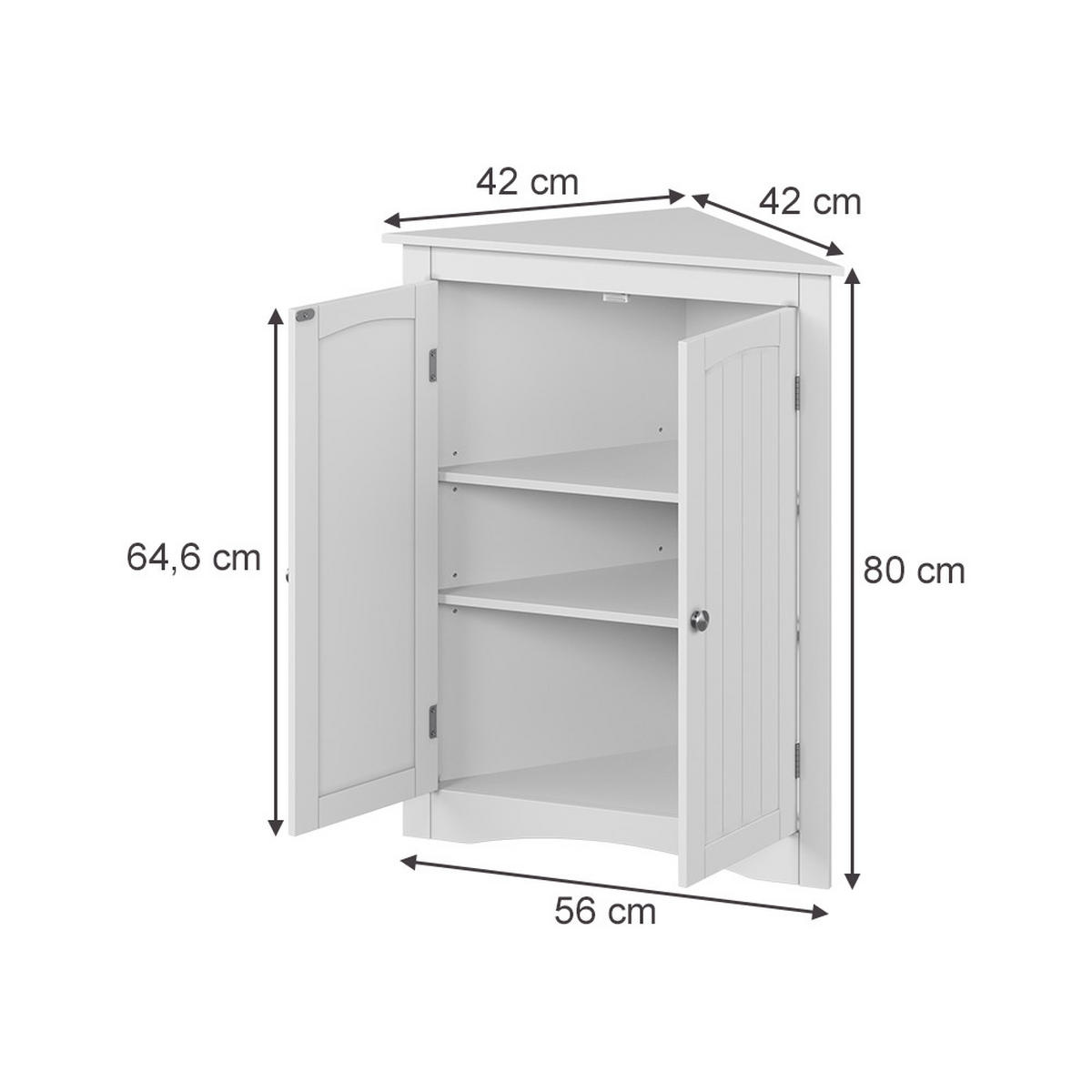 ECKSCHRANK Bianco Weiß 56 x 80 cm mit 2 Türen - Weiß, Holzwerkstoff (56/80/42cm) - Vicco