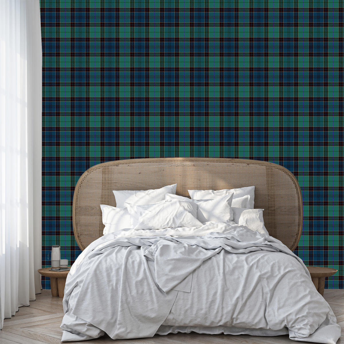 VLIESTAPETE Schottenkaro – Grün, Blau, Schwarz – 50x1000 cm - Blau/Schwarz, Papier (50/1000cm) - Muralo