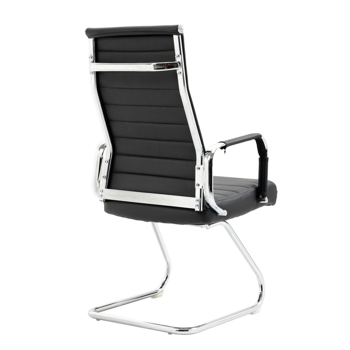 BESUCHERSTUHL OFFICE COMFORT 2er Set Kunstleder Schwarz - Silberfarben/Schwarz, Textil/Metall (56.5/110/64cm) - SVITA
