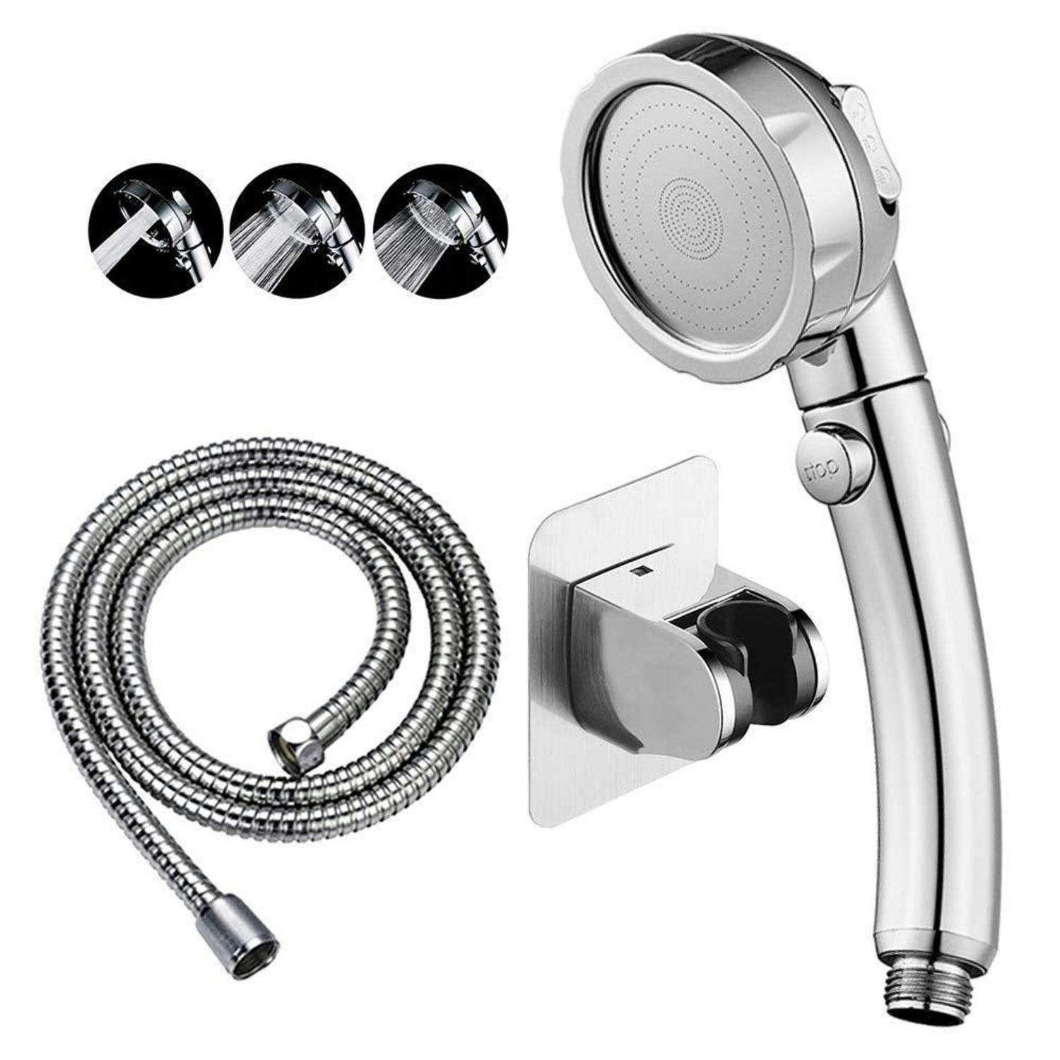 HANDBRAUSE-SET mit 3 Sprühmodi und ON/OFF-Schalter Chrom - Silberfarben, Metall (8/5.3/24cm)