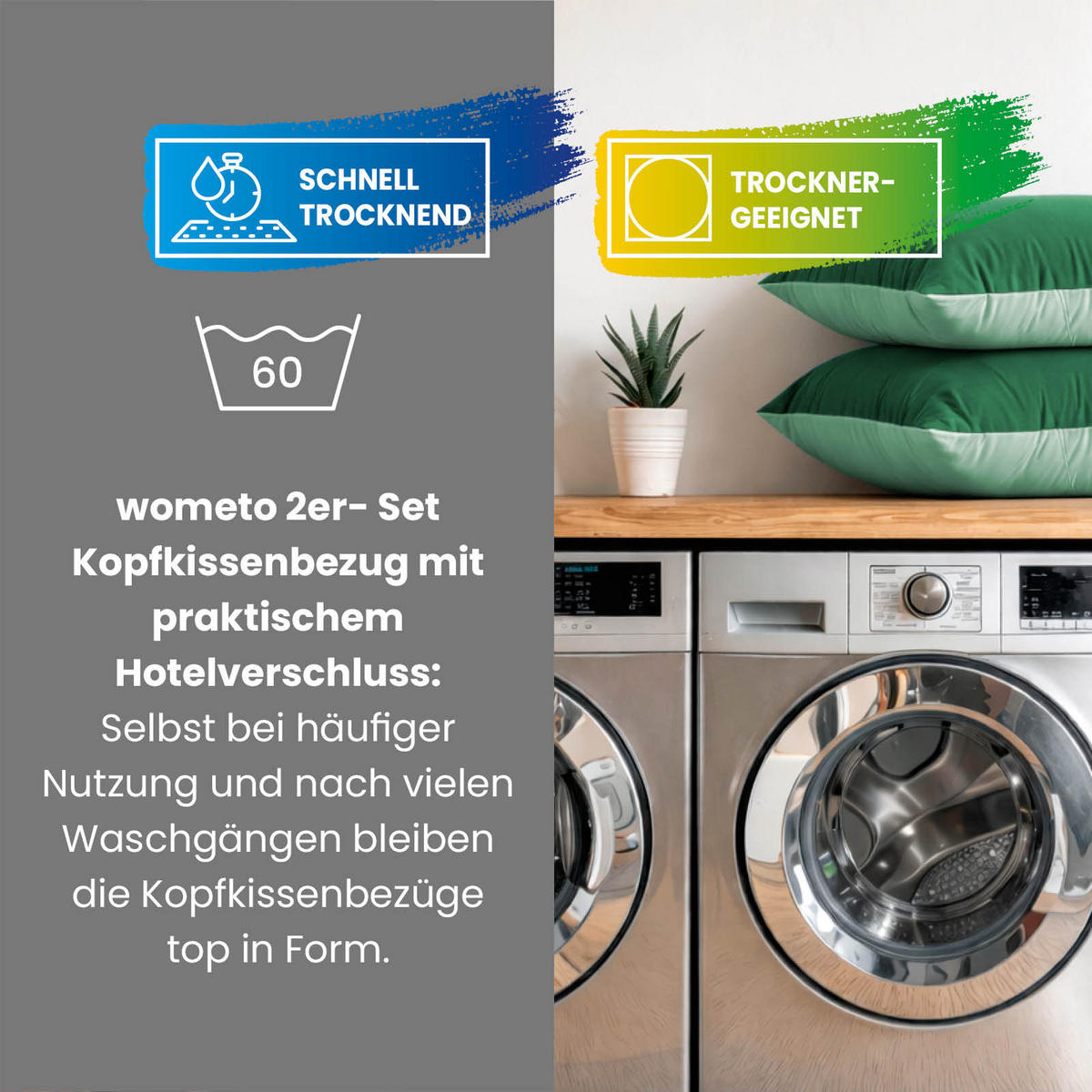 GANZJAHR Kissenhüllen Bi-Color grün 80x80 - Grün, Textil (80/80cm) - wometo
