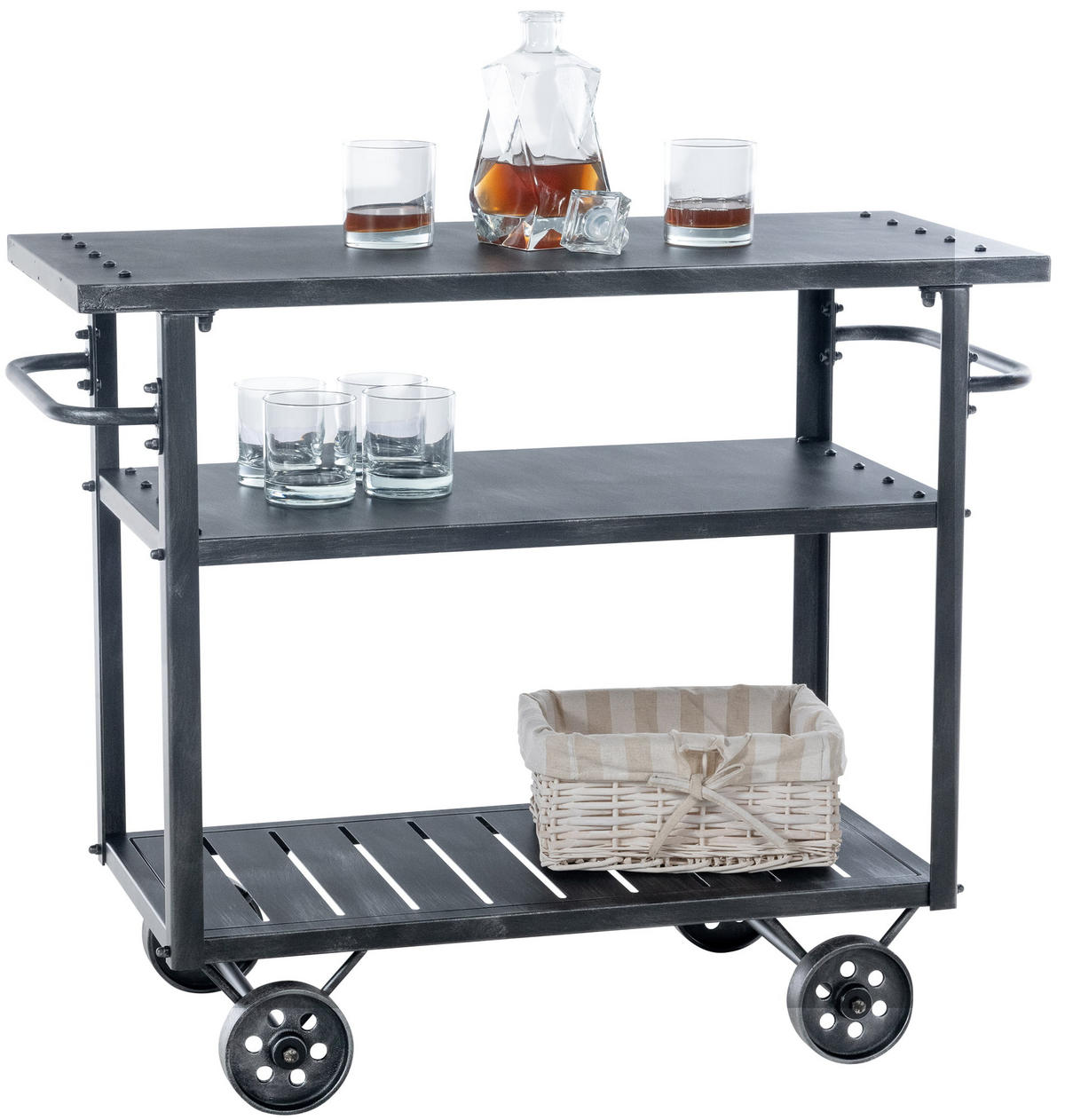 SERVIERWAGEN Metall antik silber - Silberfarben, Metall (96/78/40cm) - CLP