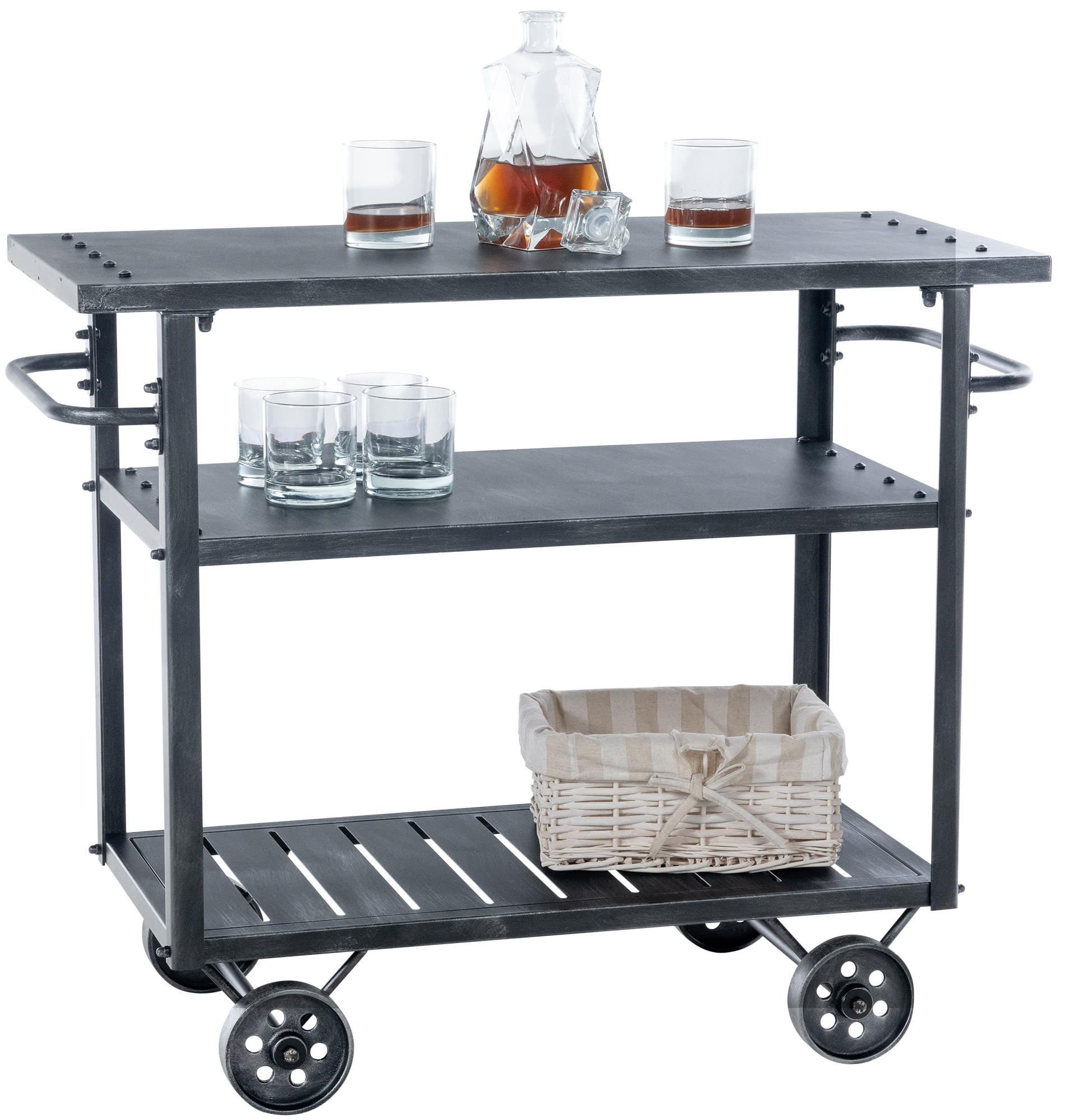 Thumbnail - CLP Servierwagen, Silber, Metall, 96x78x40 cm, Esszimmer, Servierwagen