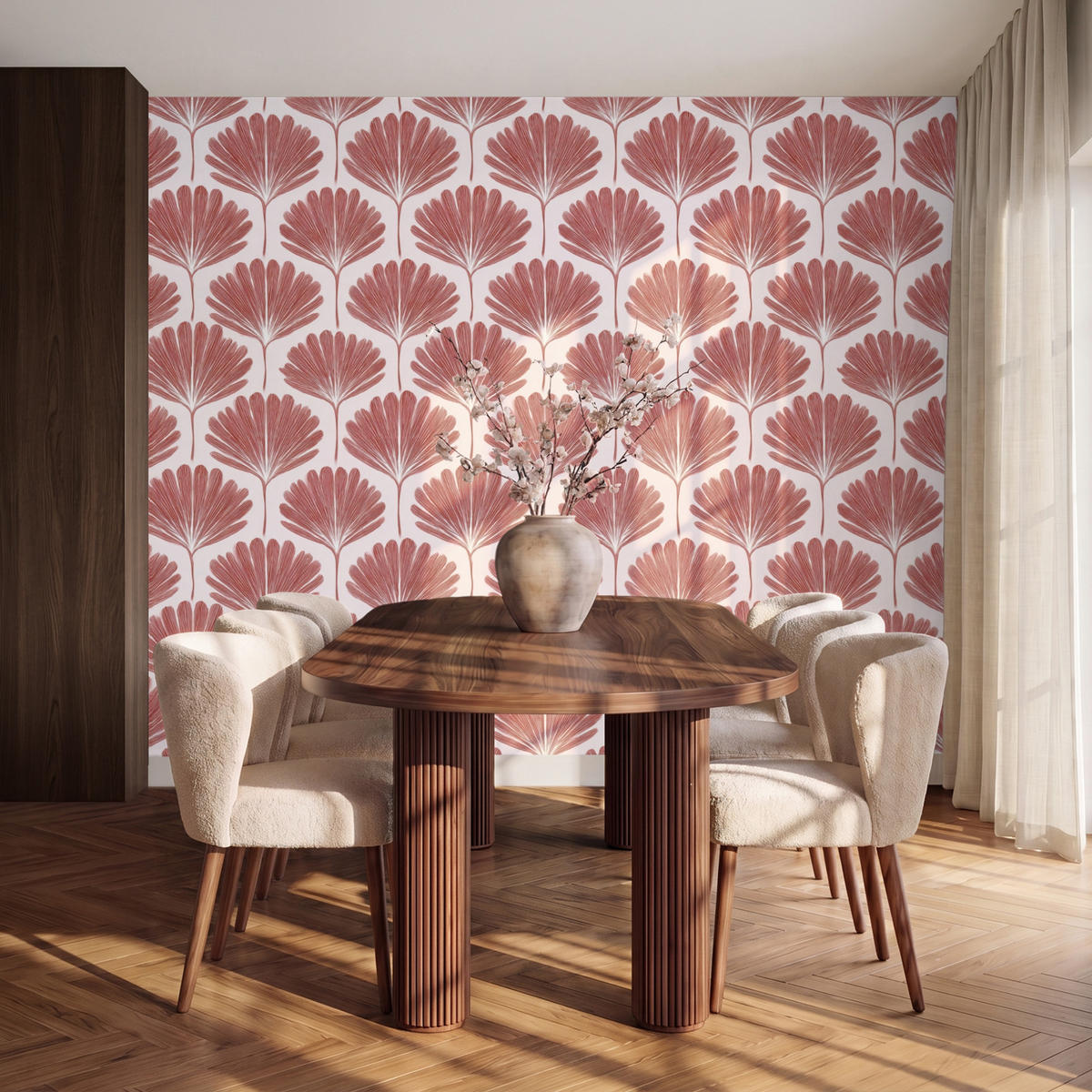 TAPETE - Fächer - Motiv - Terra - 260x220 cm - Rotbraun, Papier (260/220cm) - OnlyWow