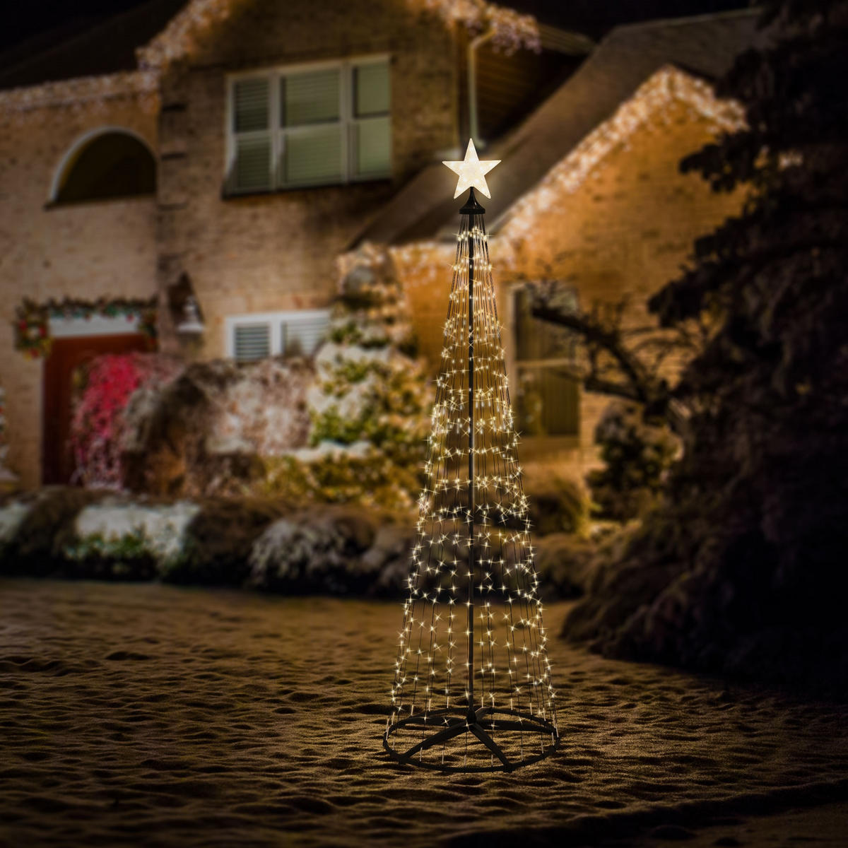 LED WEIHNACHTSBAUM Außen 210 cm 370 LED Metall - Schwarz, Metall (210cm) - ECD-Germany