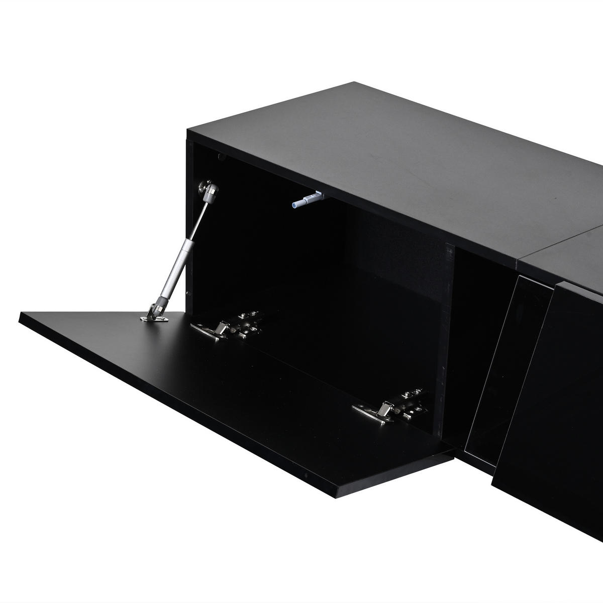 TV-SCHRANK Wandmontiert LED Hochglanz 3 Türen Schwarz - Schwarz, Holzwerkstoff (180/30/35cm) - FLIEKS