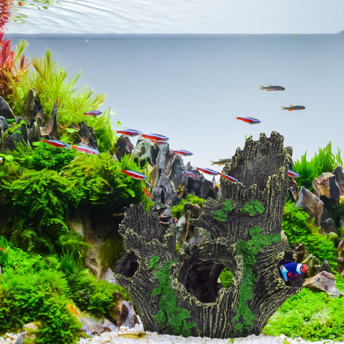 DEKORÁCIA akvária kmeňa stromu - čierna, plast (15.5/16.5/11cm) - Relaxdays