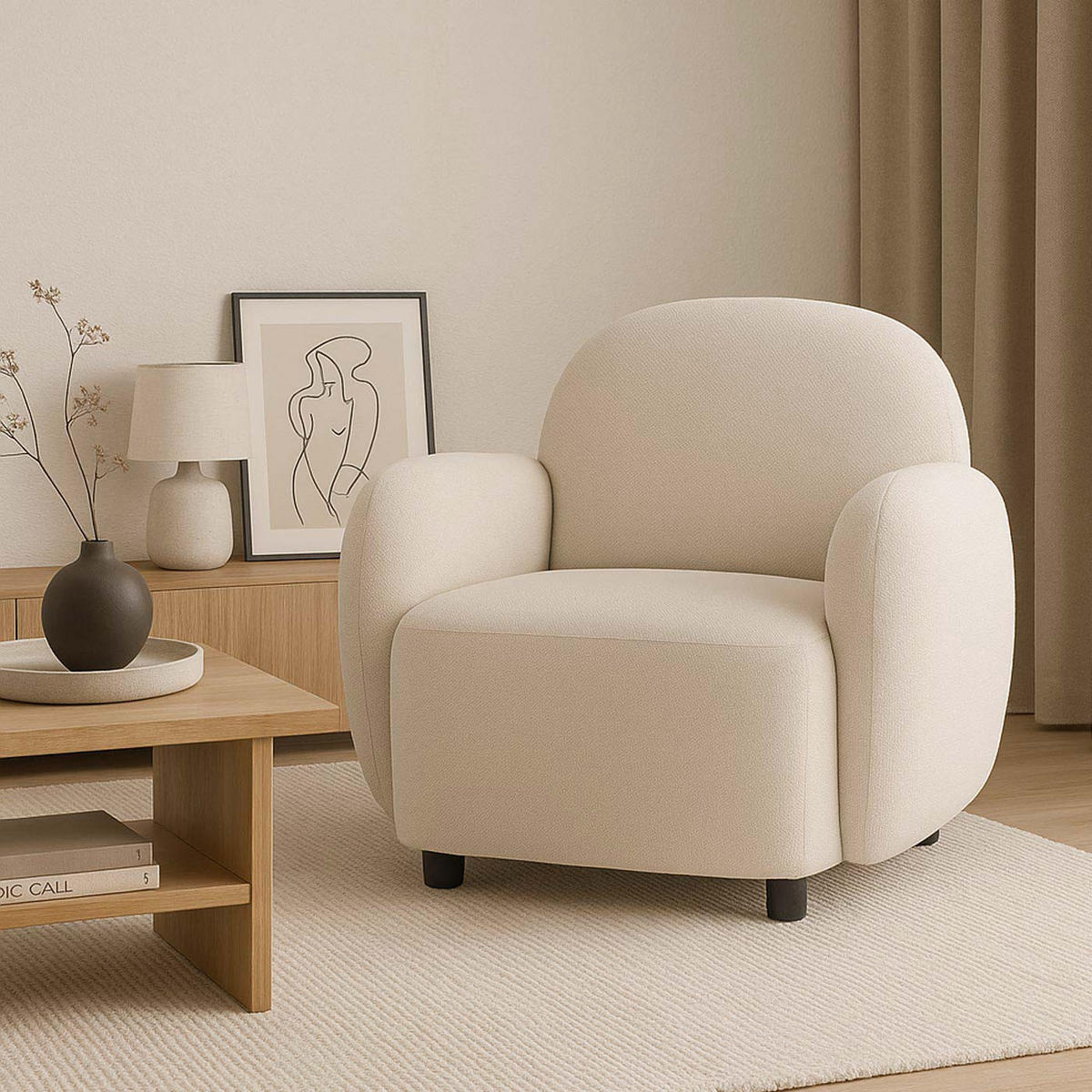 SESSEL Creme - Creme, Textil (86/77/56cm) - MCW